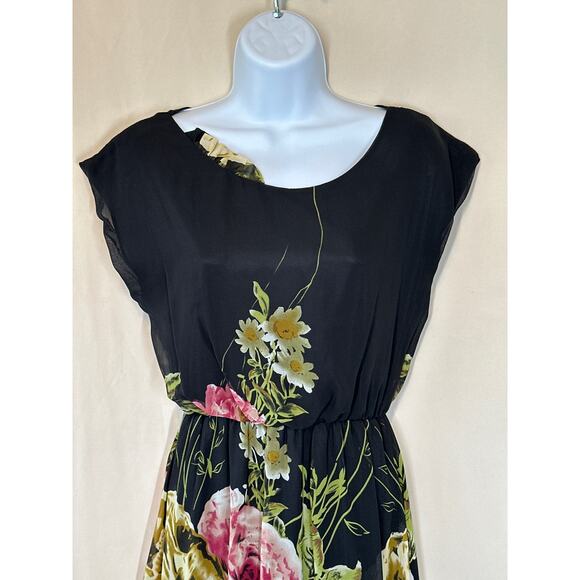 Chiffon Floral Dress S Fairy Dark Romantic Quite Luxury Old Money Date Night - Picture 2 of 13